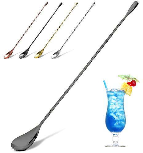 YFWOOD Cocktail-Mischlöffel aus Edelstahl, Barlöffel, Langer Griff, Langer Cocktail-Rührer für Barkeeper, attraktives Spiral-Design, perfekt zum Mixen und Lagern von Getränken