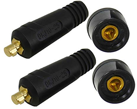 RIVERWELD TIG Cable de soldadura Panel Conector Enchufe DKJ10-25 y DKZ10-25 200Amp Dinse Montaje rápido 2 juegos | Juego de enchufes y enchufes en negro de montaje rápido
