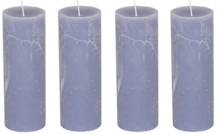 Stubbljus rustik set om 4 – blockljus, blockljus, ljus, adventkrans, advent – inget sot – brinntid: 95 timmar – många färger – 7 x 19 cm (grå/blå)