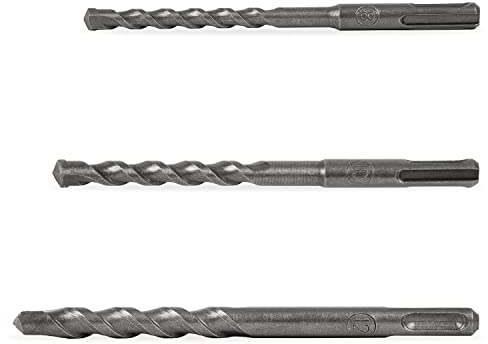 EBERTH Juego de brocas SDS Plus 3 piezas con brocas de metal duro para hormigón de 8mm, 10mm y 12mm, 2 filos de corte, brocas de alta calidad para mampostería, accesorios para taladro, juego de brocas