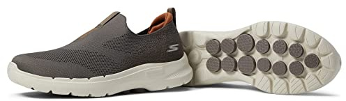 Skechers Gowalk 6 för herr, stretchig passform, slip-on, promenadsko med atletiska prestanda, Mullvadsbrunt, 10 X-Wide