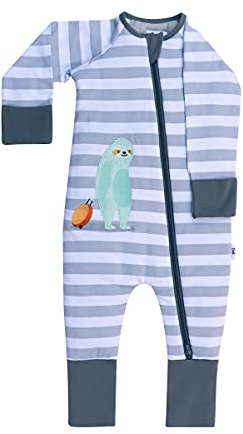 Owli Sovsäck med fötter 2,7 TOG, sengångardesign, underarmsnät för extra luftflöde och svettförebyggande, halkfria sulor, tvåvägs dragkedja för enkel potträning, uggljustyg (3-4 år)