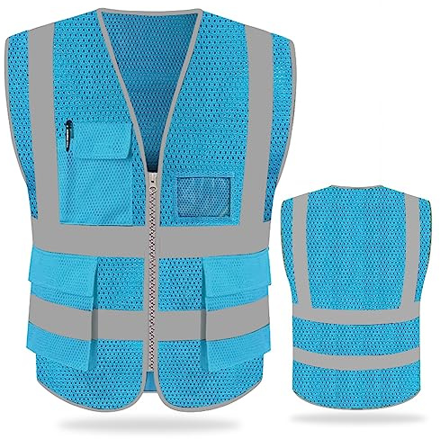 FEimaX High Visibility Safety Vest Mesh Reflective Work Vests for Men Women with Pockets and Zipper Meets ANSI/ISEA Standards
