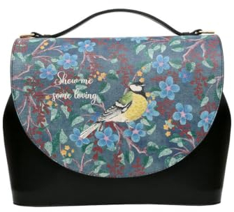DOGO Femme Cuir Vegan Noir Fait Main et Mode Sac à Main - Show me Some Loving Motif