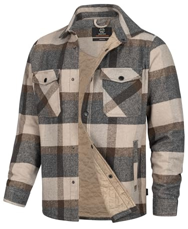 Indicode Herren Spin Langarmhemd Übergangsjacke gefüttert | Herrenhemd Freizeithemd Lt Grey Mix, XXL