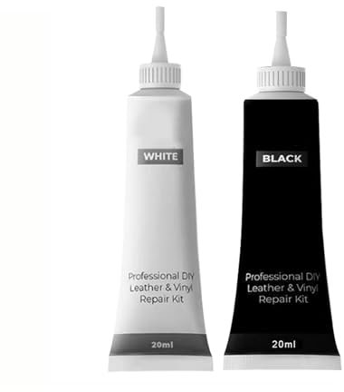 Syfunlv 2pcs Leather Repair Kit,Vinyl Repair Kit for Car Seats,Extend Lifespan,Restorer Of Your Furniture, Jacket, Sofa, Boat Or Car Seat,Easy Instructions To Match Any Color (Black and White)