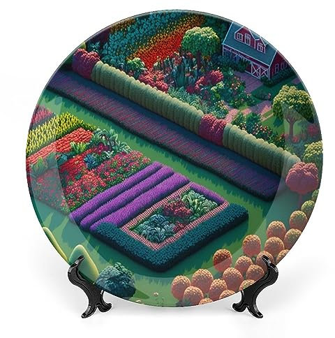 Assiettes décoratives à suspendre au mur, assiette en céramique avec support de présentation, décoration d'intérieur pour armoires de cuisine, plateau rond de 20,3 cm