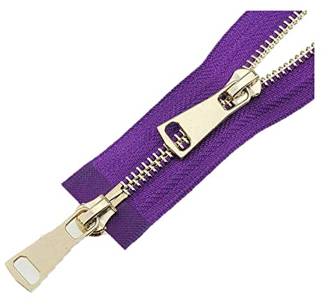 Nylon-Spiralreißverschlüsse Jackenreißverschlüsse, klobiger Reißverschluss, 5# Doppelschieber 60/70/80/90/100/120/150 cm Auto-Lock-Metall-Roségold-Reißverschlusszubehör Nähen Rot, 70 cm (Farbe: Lila,