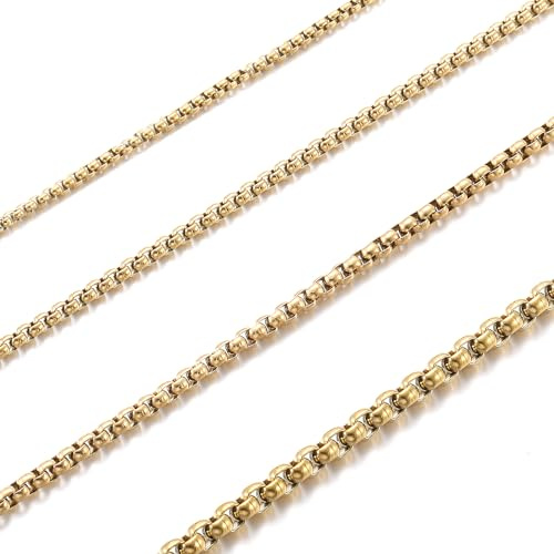 RWQIAN Herrhalsband rostfritt stål kedja silver/guld/svart venetiansk kedja herr briolette kedja dam låda halsband bredd 2/2,5/3/4 mm längd 45–70 cm, 2.0mm-50cm(20), Rostfritt stål