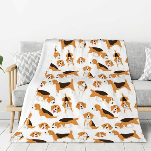 LAMAME Beagle Hund gedruckt Weiche Gesichtsdecke Plüsch Decke Vier Jahreszeiten Warme Decke Reisedecke