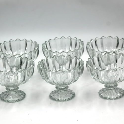 Set di 6 mini ciotole in vetro con piedino, ciotola per salsa, ciotola per presentazione, dolcetti per caffè, mini ciotola per dessert gelato, ciotola per dessert Drape, ciotola per delight turco, 75