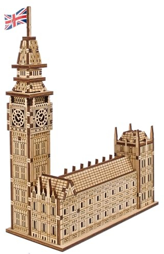 UGEARS Wooden 3D Puzzles For Adults – Big Ben Model Kit DIY Kits – Easy Craft Kits For Adults Model Building– London Architecture Model Kit Wooden Puzzle – 63 Pcs
