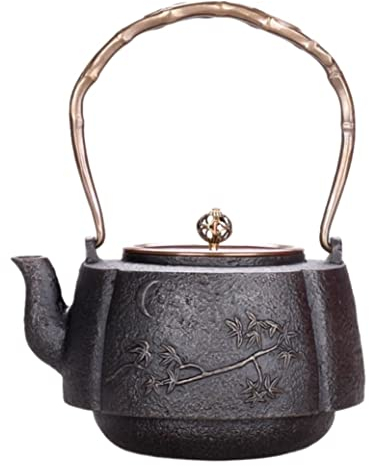 Tetera Marroqui Tetera De Tecnología De Hierro Fundido De 1400ML, Tetera De Hierro Original, Olla De Hierro Manual Sin Recubrimiento De Pared Interior Tetera Turca