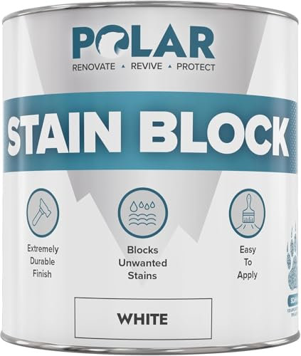 Polar Stain Blocker Paint - Matt Magnolia - 500ml | Ideal for Concrete, Cement, Wood, Brick & Painted Surfaces | Prevents & Removes Stains, Grease, Water Marks & Rust on Internal Walls & Ceilings