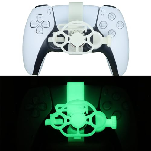 Mini Steering Wheel for PS5 and for PS5 slim Racing Game Controller 3D printing Wheel Auxiliary Replacement Lightweight Handle Racing Wheel Accessories (Luminous Green)