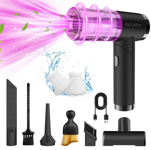 RICOKEY Handstaubsauger Akku Kabellos 9000Pa USB Aufladbar 6000mAh Autostaubsauger Tragbar Mini Staubsauger mit Waschbar HEPA-Filter, Handsauger Staubsauger für Auto, Haus, Tierhaare
