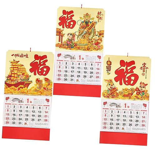 DIYEAH 3stücke Mondkalender Zum Aufhängen Traditioneller Chinesischer Wandkalender Neujahrsplanerkalender Kalender Für Jahr Des Hasen Mit Hochwertigem Druck Und Langlebigem Material