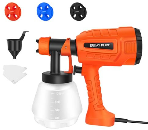 Farbsprühgerät, Zaun Farbsprühgerät, Farbsprühgerät für Wände und Decken, 1000ML Gartenzaun Sprühgerät, 3 Muster HVLP Zaun Farbsprühgerät, Elektrische Sprühpistole mit 3 Düsen, Perfekt für Schränke