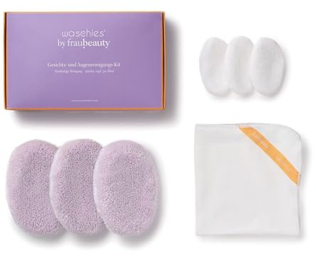 Waschies 7-tlg. Geschenkset by fraubeauty, Alle Hauttypen | Abschminkpads, Mini-Augenpads & Gesichtstuch, Sanfte Gesichtsreinigung, waschbar, wiederverwendbar & nachhaltig