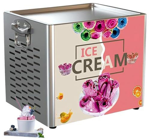 DOJOEUU Macchina per Gelato Fritto Professionale, Macchina per Gelato Elettrico da 330 W con 2 Pale, vaschetta per Ghiaccio in Acciaio Inox, Macchina per Yogurt per Bar, caffetterie e pasticcerie