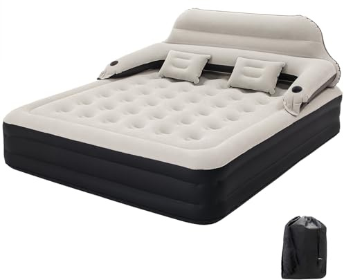 RAPTAVIS Kingsize-Luftmatratze mit Kopfteil und Kissen, aufblasbares Bett Luftmatratze