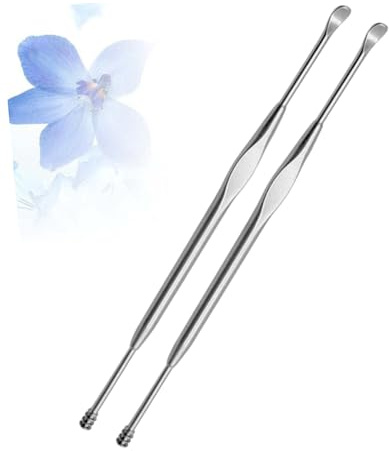 Doppelseitiger Ohrreiniger 2 Stück aus Edelstahl, Silber