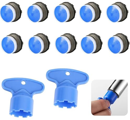 WUBAYI Paquete de 10 aireadores de grifo M18.2 – Kit de aireador de grifo con 2 llaves, boquilla universal de filtro de grifo de cocina, aireadores de repuesto para ahorro de agua para baño y