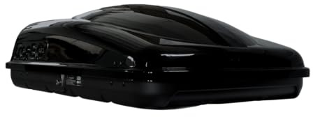 Rameder TopBox 350L Dachbox, Schwarz Glänzend, Rechtsseitige Öffnung, Schnellspannbefestigung