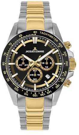 JACQUES LEMANS - Chronographen Liverpool - Quartz Uhrwerk - Gehäusebreite: 43 mm - Edelstahl - 20 ATM