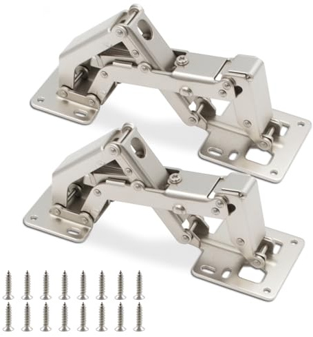 2 PCS 175 Degree Cupboard Door Hinges, Kitchen Door Hinge Large Angle Soft Close Cabinet Hinges with 16 Fixing Screws