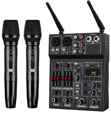 4 Channel Audio Mixer Console One For Two Wireless Microphone Bluetooth K Song Karaoke UF4-M BT UHF Live Recording Lossless Sound Quality