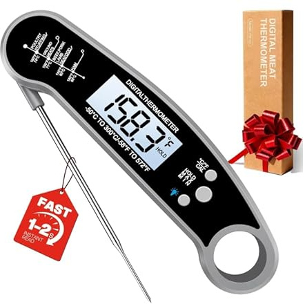 BESROY Meat Thermometer,Instant Read Meat Thermoteter Probe for Cooking,Foldable Food Thermometer for Kitchen and Outside,BBQ, Beef,Food Temperature Probe with Water Proof,Kitchen Essentials