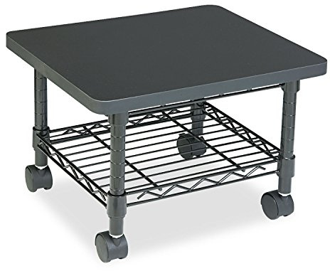 Safco Onyx Rolling Cart Printer Stand, Under-Desk Mobile Utility Table for Home Office with Steel Shelf, Gray