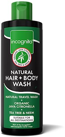 Incognito Java Citronella Hair Body Wash 200ml - Insect and Mosquito Repellent - Nourishes and Promotes Healthy Strong Hair and Skin - Reduces Dandruff Head Lice - Suitable For Both Men and Women