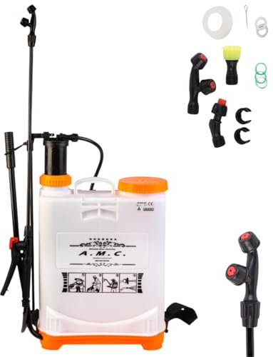 Pompa a Spalla Manuale 16L per Nebulizzazione e Irrorazione – Nebulizzatore a Pressione per Disinfestazione e Giardinaggio con Ugello in Ottone Regolabile, Design Ergonomico e Leggero