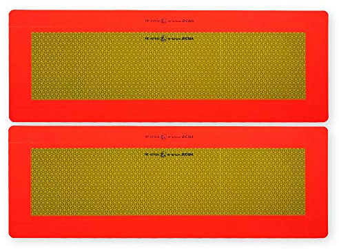 Aluminium-Warntafel nach ECE 70.01 | Heckmarkierung für Anhänger und Auflieger | Halbmarkierung | 2x 565 mm x 196 mm | gelb reflektierend & rot fluoreszierend | Lkw Schild auf Aluplatte