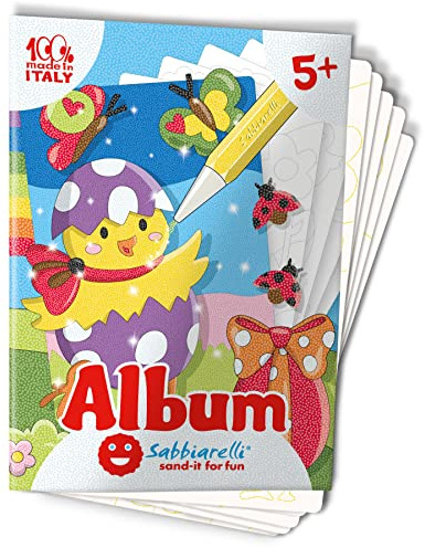 Sabbiarelli Sand-it For Fun - Album Ostern: 5 Selbstklebende A5-Blätter für Sand Art zum Ausmalen mit Farbsand (NICHT ENTHALTEN) - Osterbasteln Kinder 5+