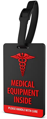 Shacke Medical Equipment Luggage Tag for Respiratory Devices (Black/Vertical)