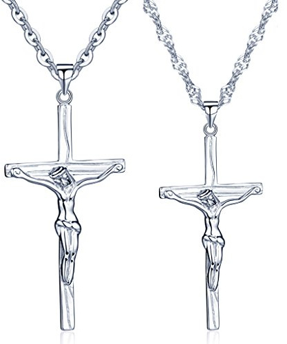 Unendlich U Einzigartig Jesus Kruzifix Halskette Kreuzanhänger 925 Sterling Silber Ketten Paar Partner Anhänger Silberanhänger