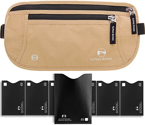Travel Money Belt - RFID Blocking Hidden Wallet with 7 RFID Sleeves