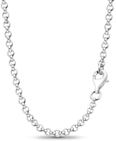 Avesano Erbskette 925 Silber Kette Damen Halskette 2,2 mm Rolo-Kette 12-0 | Silberkette in den Längen 42 45 50 60 70 80 90 100 cm verfügbar