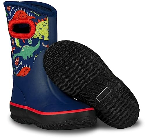 LONECONE Kids Muck Boots for Girls and Boys - Puddle-a-saurus, 6 Toddler