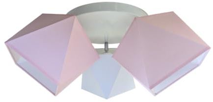 FKL DESIGN Home Deco Deckenleuchte Deckenlampe Kinderleuchte Kinderlampe Leuchte Lampe mehrfarbig Stern Metall 230V (N149-G3 Glatt, Rosa-Weiß-Rosa)