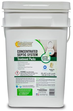 Instant Power Septic System Treatment Dissolving Pacs - Septic Tank Treatment Packets, Drain Cleaner Liquid Clog Remover for Septic System, Drain Defense for RVs - Includes 200 Pacs