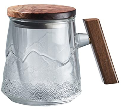 Glass Tea Cup with Lid Filter, Separative Function, Large Capacity | Heat-resistant Glass, Modern Design, Safety and Cold Resistance, Suitable for Office Use and Fruit Tea