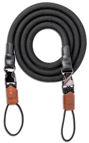 C-Rope Kameragurt Climber aus Kletterseil, Umhängegurt, Kamera-Gurt für alle Kameras aus Kletter-Seil (Silent Black, 140cm)