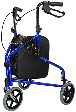 Rollator a 3 Ruote,Deambulatore per Anziani Pieghevole per Adulti o Disabili In acciaio Cestino e 3 Ruote Deambulatore con Freno Rollator da Esterni e da Interni Deambulatore Rollator C