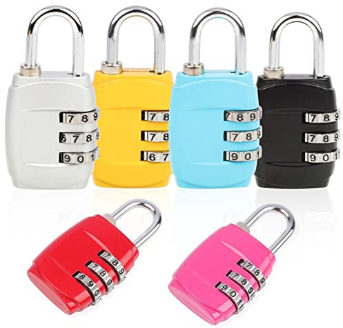 Combination Padlock, 6Pack Luggage Locks Code Padlock, 3 Digit Outdoor Heavy Duty Waterproof Combination Lock for Gym Locker, Sports Locker,Travel Lock for Suitcases & Bag