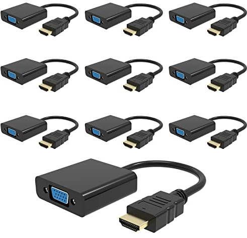 Adaptador HDMI a VGA, convertidor HDMI a VGA chapado en oro (macho a hembra) compatible con computadora, computadora, laptop, PC, monitor, proyector, HDTV, Chromebook, Raspberry Pi, Roku, Xbox y más