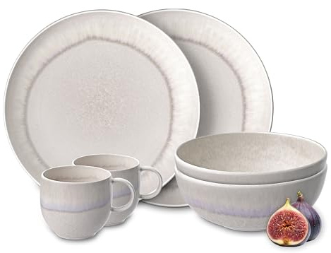 like. by Villeroy & Boch Perlemor, Set De Vajilla De Porcelana, 6 Piezas, Aspecto Alfarero, Servicio De Desayuno Para 2 Personas